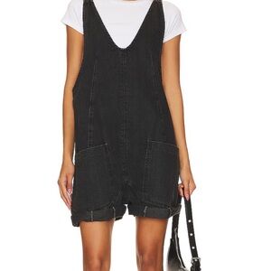 Free People We the Free Women's Black Denim Overalls